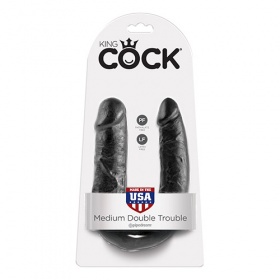 FALLO DOPPIO REALISTICO KING COCK U-SHAPED MEDIUM DOUBLE TROUBLE BLACK